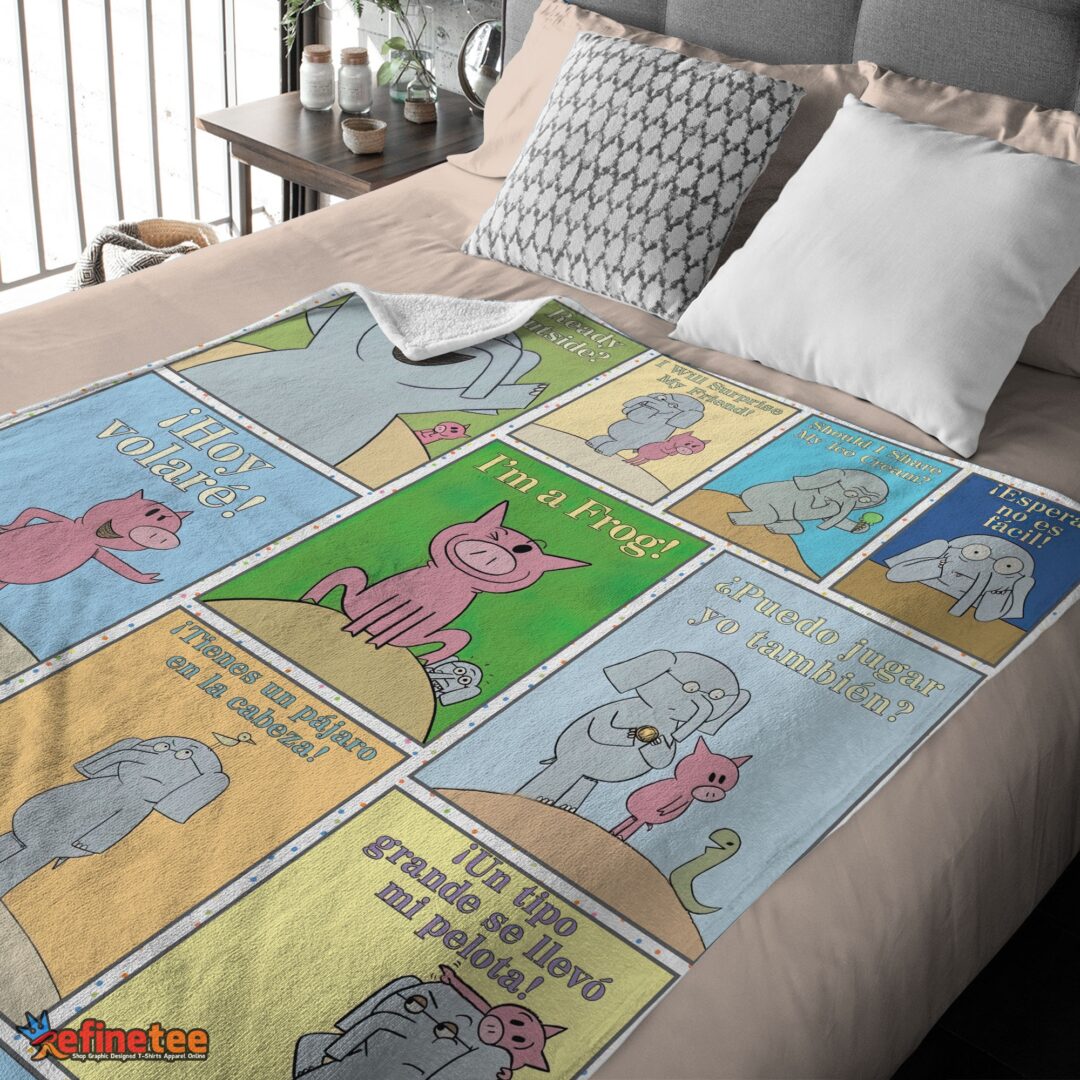 nice-cartoon-elephant-piggie-blanket-fleece-customized-blanket-mk-03 Nice Cartoon Elephant & Piggie Blanket Fleece Customized Blanket - Image 4