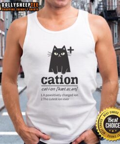 Cute cat lover tank top featuring 'Nice-Cation: A Pawsitively Charged Ion' design, perfect for feline enthusiasts.