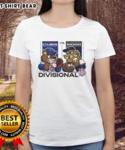 Chicago Cubs vs Milwaukee Brewers 2025 NL Divisional Series ladies tee featuring team mascots and vibrant design.