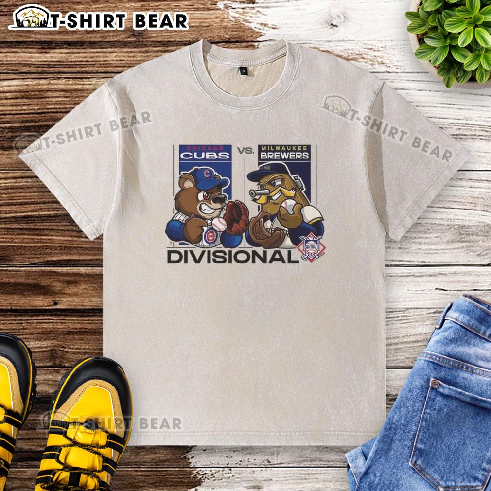 Nice Chicago Cubs Vs Milwaukee Brewers National League Divisional Series 2025 Mascot Washed T-Shirt Alt Text: 2025 Chicago Cubs vs Milwaukee Brewers Divisional Series mascot t-shirt, featuring vibrant graphics and team logos.