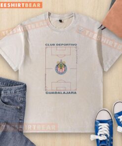 Nice Chivas Club Deportivo Guadalajara Own The Pitch washed t-shirt displayed on a hanger, perfect for fans.