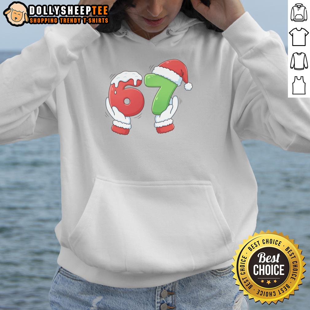 Nice Christmas 67 Meme 6 7 Santa Claus Hands Hoodie Santa Claus hands wearing a festive hoodie in Nice Christmas meme, perfect for holiday humor and cheer.