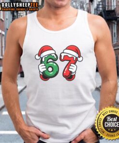 Santa hands meme on a tank top, featuring a playful design for Christmas enthusiasts, Nice Christmas 67 theme.