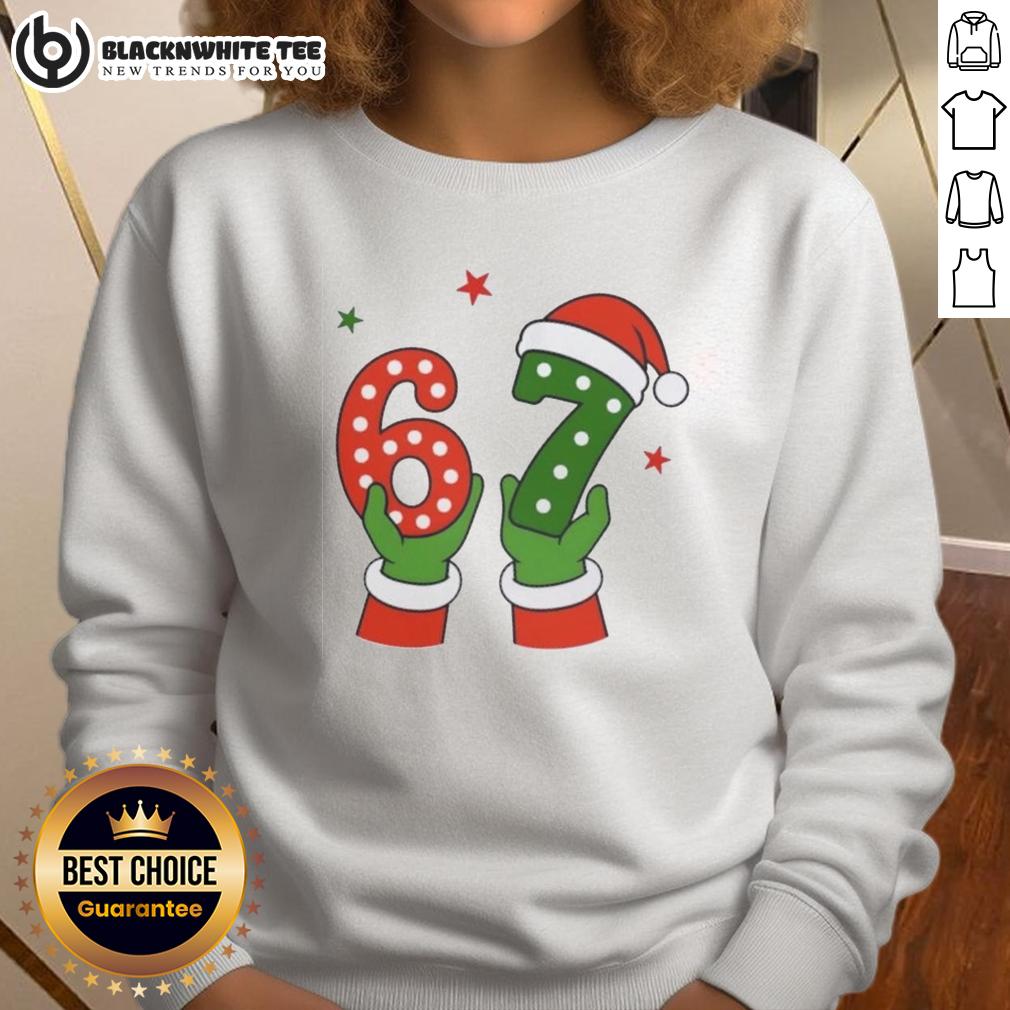 Nice Christmas 67 Six Seven Santa Claus Hands Sweatshirt Cozy Nice Christmas 67 Six Seven Santa Claus hands sweatshirt perfect for festive holiday gatherings.