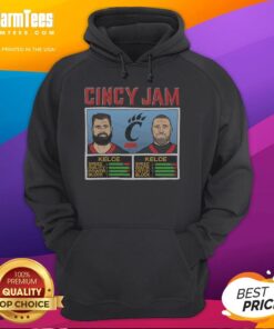 Nice Cincy Jam featuring Kelce in a stylish Kelce hoodie at a vibrant event in Cincinnati.