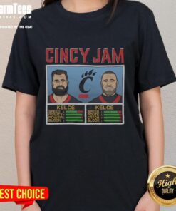 Nice Cincy Jam Kelce and Kelce Ladies Tee featuring a stylish design for fans of the Kelce brothers.