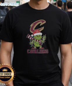 Cleveland Cavaliers Christmas Grinch Santa Hat T-Shirt for Holiday 2025, featuring festive graphics and team colors.