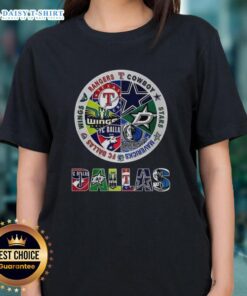 Stylish ladies' tee featuring combined logos of Dallas sports teams, perfect for fans and casual wear.