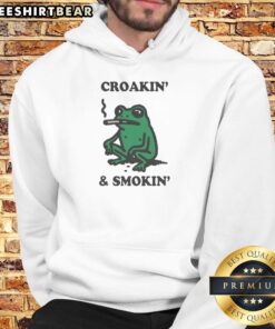 Colorful Nice Croakin and Smokin Frog Hoodie featuring a playful frog graphic, perfect for casual wear and frog lovers.