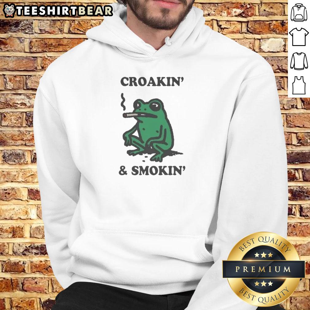Nice Croakin' And Smokin' Frog Hoodie Colorful Nice Croakin and Smokin Frog Hoodie featuring a playful frog graphic, perfect for casual wear and frog lovers.