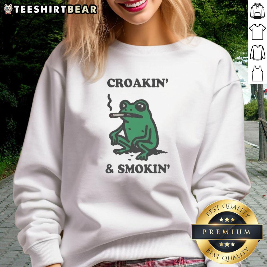 Nice Croakin' And Smokin' Frog Sweatshirt Cozy Nice Croakin and Smokin Frog Sweatshirt featuring a playful frog design, perfect for casual wear and amphibian lovers.
