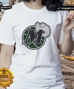 Alt Text: Dallas Mavericks basketball logo on a stylish ladies tee, perfect for fans and casual wear.