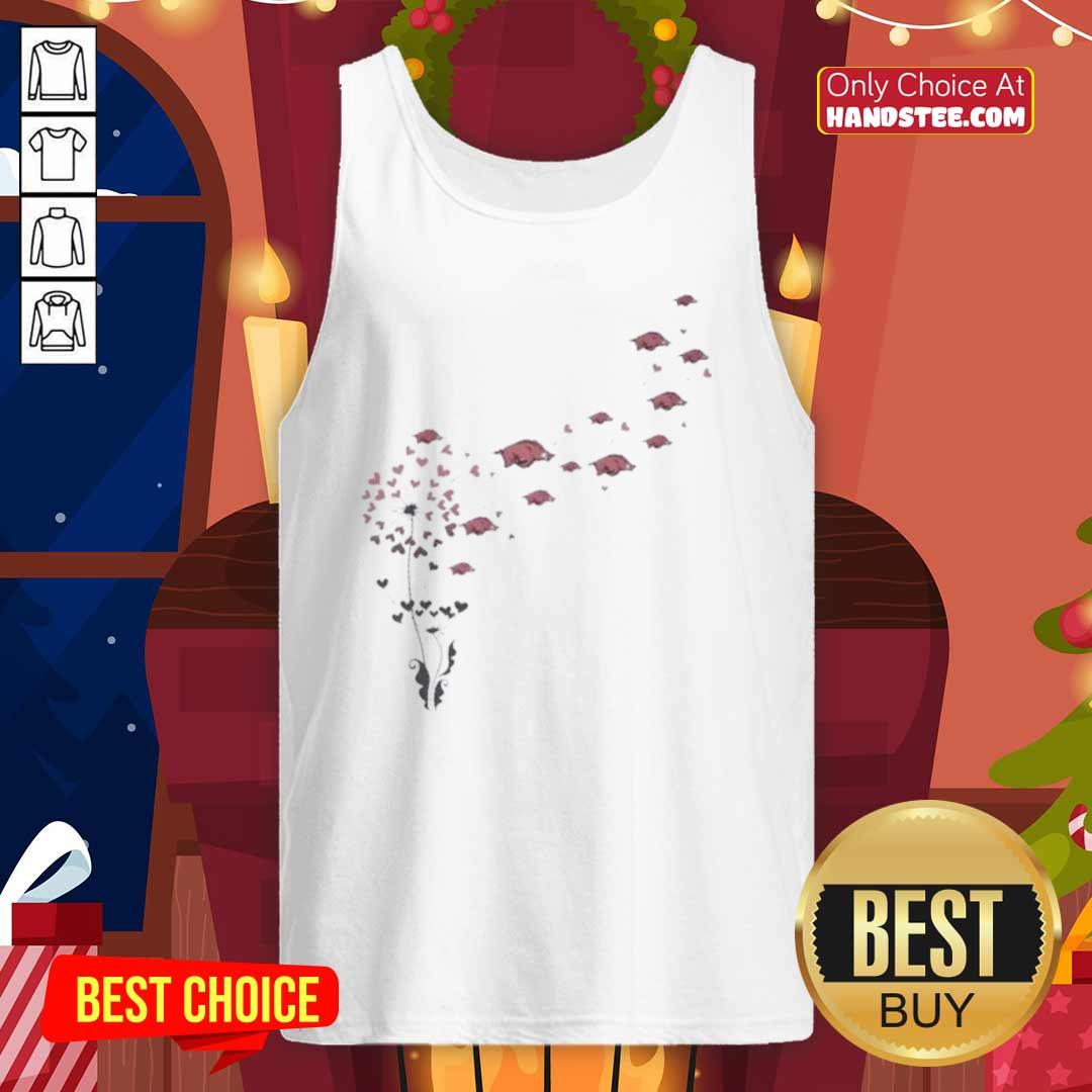 nice-dandelion-flower-arkansas-razorbacks-football-logo-tank-top Nice dandelion flower design on Arkansas Razorbacks football logo tank top, perfect for fans and summer wear.