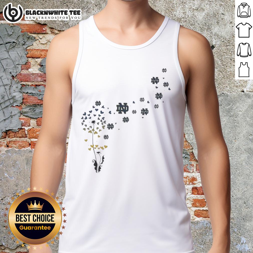 Nice Dandelion Flower Notre Dame Fighting Irish Football Logo Tank Top Stylish tank top featuring a nice dandelion flower design and the Notre Dame Fighting Irish football logo.
