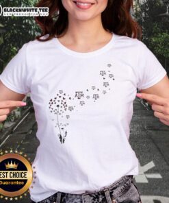 Alt Text: Ladies tee featuring a dandelion flower design and Texas A&M Aggies football logo for stylish game day wear.