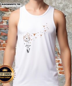 Dandelion flower design on a Texas Longhorn football logo tank top, perfect for game day style.