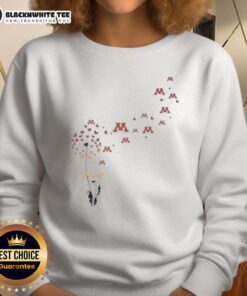 Alt Text: Nice dandelion flower design on University of Minnesota football logo sweatshirt, perfect for fans.