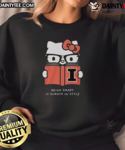 Dave Portnoy wearing a stylish Hello Kitty sweatshirt that promotes the message 'Being Smart Is Always In Style' in Illinois.