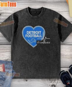 Detroit Lions heartbeat graphic on a washed t-shirt, showcasing a stylish design for passionate football fans.