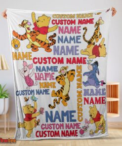 Nice Cartoon Disney Winnie The Pooh With Friends Blanket Fleece Customized Blanket