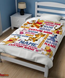 Nice Cartoon Disney Winnie The Pooh With Friends Blanket Fleece Customized Blanket - Image 3