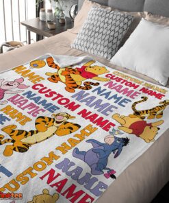 Nice Cartoon Disney Winnie The Pooh With Friends Blanket Fleece Customized Blanket - Image 4