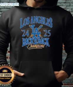 Alt Text: Dodgers 2025 National League Champions celebration hoodie featuring team colors and logo, perfect for fans.