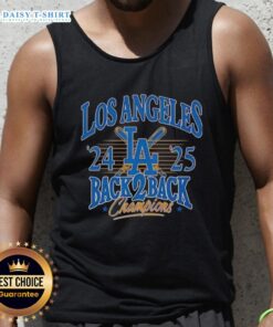 2025 National League Champions celebration baseball tank top featuring the Nice Dodgers logo and festive colors.