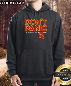 Cozy Nice Don't Panic towel hoodie in soft fabric, perfect for beach days or relaxing at home.