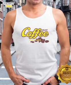 Stylish tank top with 'Nice Enjoy Coffee Makes Life Better' print, perfect for coffee lovers and casual wear.
