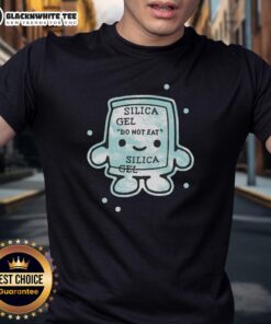 Funny 'Nice Forbidden Candy Silica Gel Do Not Eat' T-Shirt featuring playful design and humor about silica gel packets.