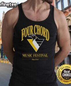 Nice Four Chord Music Festival tank top featuring Pittsburgh Penguins logo, perfect for NHL fans and music lovers.