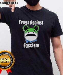 Nice Frogs Against Fascism Meme T-Shirt featuring colorful frog graphics promoting anti-fascism message and activism.