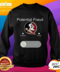 FSU sweatshirt displayed on a phone screen, highlighting potential fraud investigation for Nice FSU apparel.