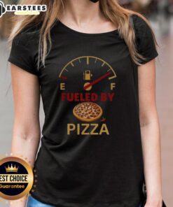 Nice Fueled By Pizza Ladies Tee featuring a fun pizza graphic and vibrant colors for pizza lovers and casual wear.