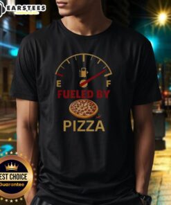 Nice Fueled By Pizza T-Shirt featuring a fun pizza graphic, perfect for pizza lovers and casual wear enthusiasts.