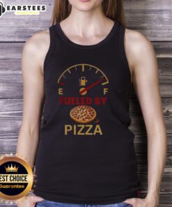 Nice Fueled By Pizza Tank Top featuring a fun pizza graphic, perfect for pizza lovers and casual summer wear.