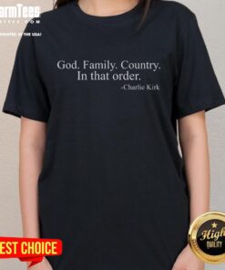 Nice God Family Country Tee by Charlie Kirk, featuring a stylish design for freedom-loving women.