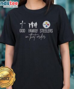 Nice God Family Pittsburgh Steelers Ladies Tee featuring a stylish design for loyal fans and family values.
