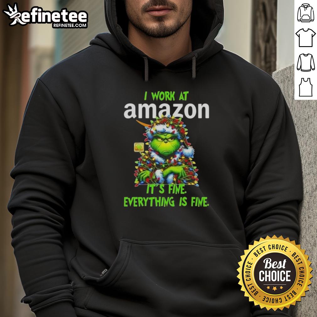 nice-grinch-christmas-tree-x-amazon-i-work-at-its-fine-everything-is-fine-hoodie Cozy Nice Grinch Christmas Tree hoodie featuring 'I work at it's fine, everything is fine' design for festive holiday cheer.