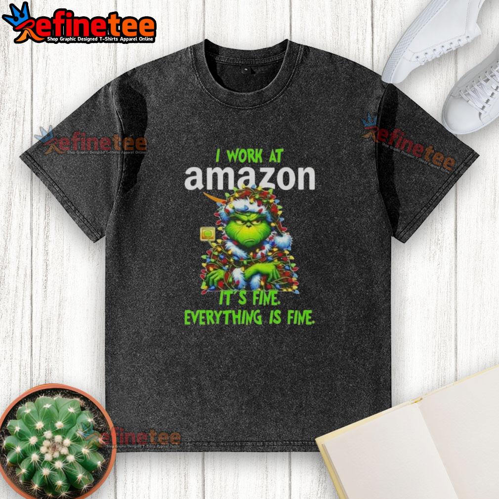 nice-grinch-christmas-tree-x-amazon-i-work-at-its-fine-everything-is-fine-washed-t-shirt Nice Grinch Christmas Tree t-shirt featuring 'I Work At It's Fine, Everything Is Fine' design for festive holiday spirit.