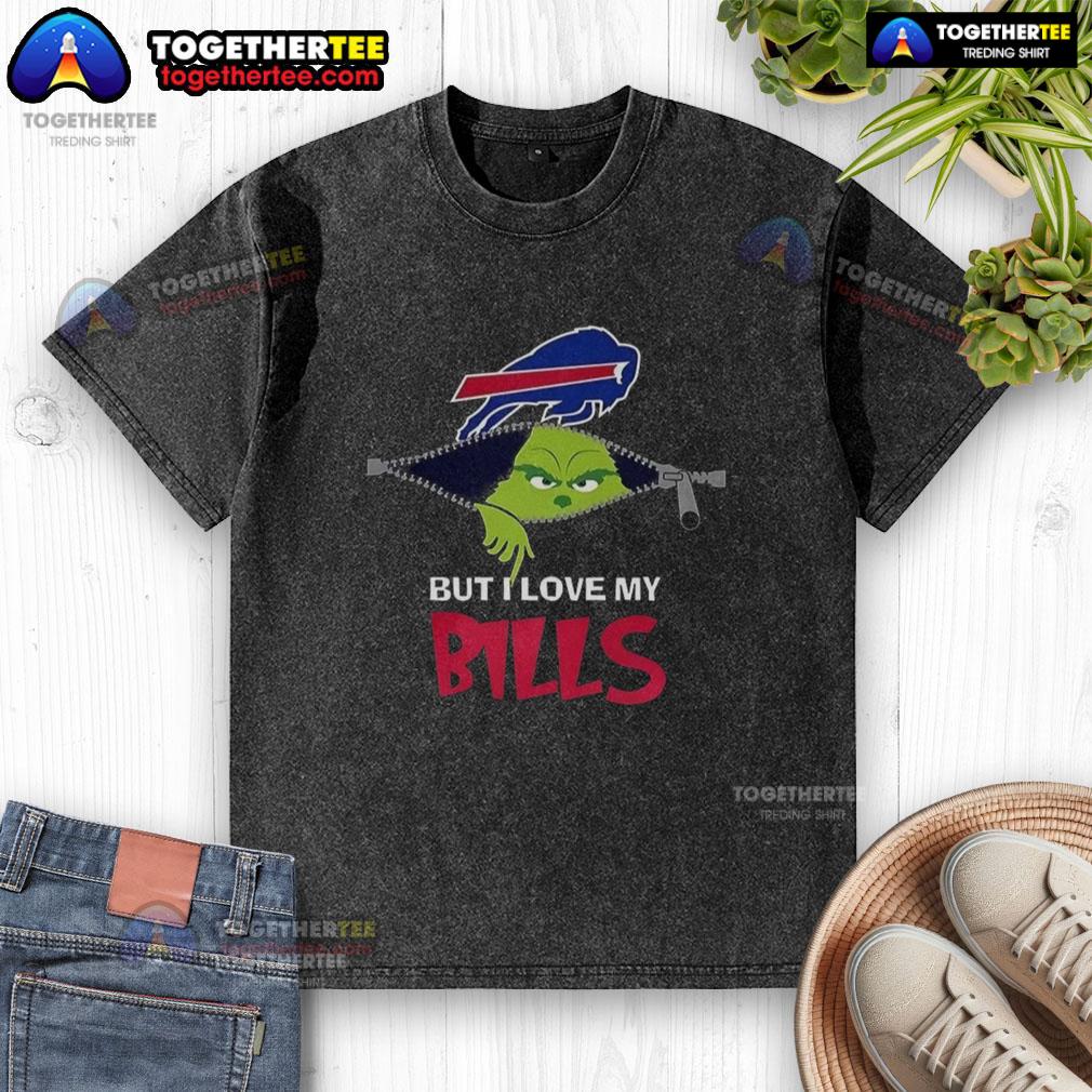 Nice Grinch Zipper I Hate People But I Love My Buffalo Bills Football Christmas Washed T-Shirt Nice Grinch zipper shirt featuring 'I Hate People But I Love My Buffalo Bills' for a fun Christmas football look.