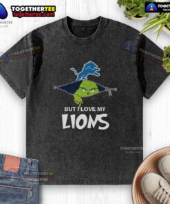 Alt Text: Nice Grinch Zipper T-Shirt featuring 'I Hate People But I Love My Detroit Lions Football' for Christmas cheer.
