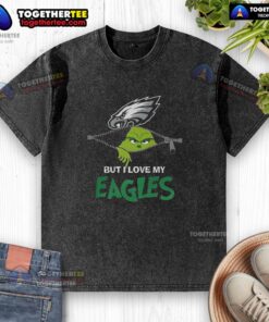 Alt Text: Nice Grinch Zipper I Hate People But I Love My Philadelphia Eagles Football Christmas T-Shirt design.