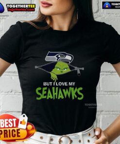 Nice Grinch Zipper Tee for ladies, I Hate People but Love Seahawks Football, perfect for Christmas spirit in Seattle.