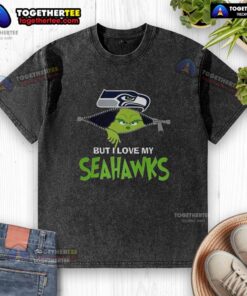 Nice Grinch zipper t-shirt featuring 'I Hate People But I Love My Seattle Seahawks' for Christmas football fans.