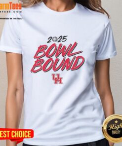 Ladies' tee featuring Houston Cougars logo for 2025 bowl bound, designed by Willie Fritz, perfect for fans.