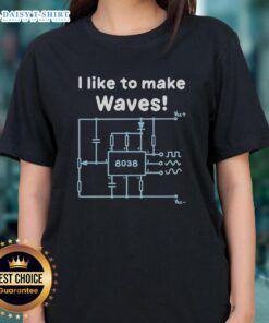 Nice I Like To Make Waves Ladies Tee featuring a stylish ocean wave graphic, perfect for beach lovers and casual wear.