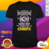 Missouri fan wearing a Kansas City Chiefs T-shirt on game day, showcasing team spirit and pride.