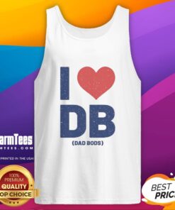 Nice I Love DB Dad Bods tank top in a casual setting, perfect for summer outings and showcasing dad bod pride.